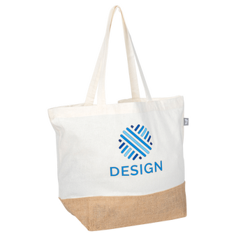 Tragetasche aus recycelter Baumwolle mit Juteboden