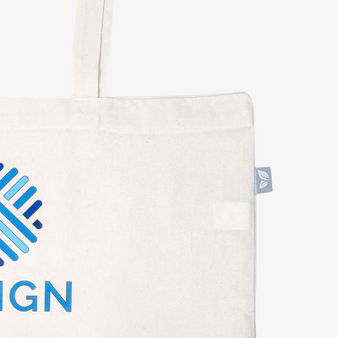 Tragetasche aus recycelter Baumwolle mit Juteboden, Detailansicht