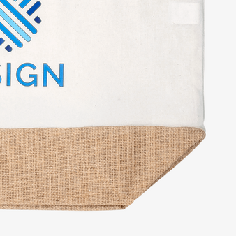 Tragetasche aus recycelter Baumwolle mit Juteboden, Detailansicht