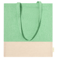 Tragetasche aus recycelter Baumwolle, zwei Farbtöne, 120 g/m², ohne Werbeanbringung