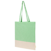 Tragetasche aus recycelter Baumwolle, zwei Farbtöne, 120 g/m², ohne Werbeanbringung