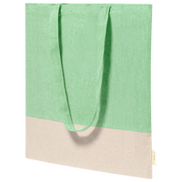 Tragetasche aus recycelter Baumwolle, zwei Farbtöne, 120 g/m², ohne Werbeanbringung