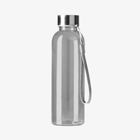Transparente Sportflasche aus RPET mit Handschlaufe 600 ml grau