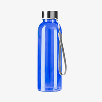 Transparente Sportflasche aus RPET mit Handschlaufe 600 ml blau