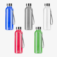 Transparente Sportflasche aus RPET mit Handschlaufe 600 ml Farbauswahl