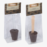 Trinkschokolade, dunkelbraun mit Verpackung 