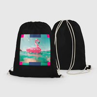 Turnbeutel, farbig bedruck, Schwarz