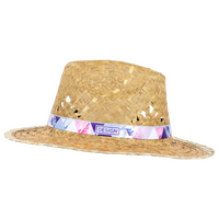 Unisex-Cowboy-Strohhut natur mit bedrucktem Hutband