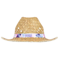 Unisex-Cowboy-Strohhut natur mit bedrucktem Hutband