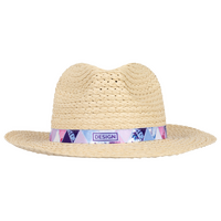 Unisex-Strohhut aus Kunstfasern mit bedrucktem Hutband