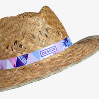 Unisex-Strohhut natur mit bedrucktem Hutband