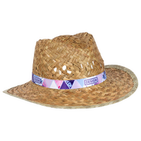 Unisex-Strohhut natur mit bedrucktem Hutband