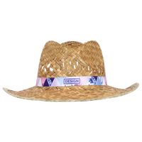 Unisex-Strohhut natur mit bedrucktem Hutband