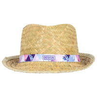 Unisex-Trilby-Palmblatthut mit bedrucktem Hutband