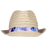 Unisex-Trilby-Strohhut aus synthetischem Papier mit bedrucktem Hutband