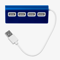 USB Hub mit 4 USB-Anschluessen, Blau, Vorderansicht