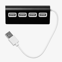 USB Hub mit 4 USB-Anschluessen, Schwarz, Vorderansicht