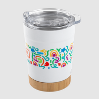 Vakuumisolierter Edelstahlbecher mit Bambusboden bedruckt