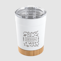 Vakuumisolierter Edelstahlbecher mit Bambusboden graviert