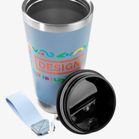 Vakuumisolierter Edelstahlbecher mit Trageschlaufe bedruckt