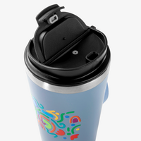 Vakuumisolierter Edelstahlbecher mit Trageschlaufe bedruckt