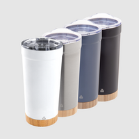 Vakuumisolierter XL-Edelstahlbecher mit Bambusboden unbedruckt