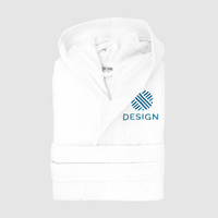 Velours-Bademantel mit Kapuze, bestickt