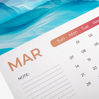 Wandkalender mit Drahtheftung inkl. Lochung, 21 x 21 cm, Beispiel Monatsansicht