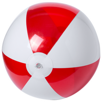 aufgeblasener Wasserball rot weß gestreift unbedruckt