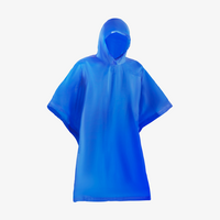 Wasserdichter Poncho mit Druckknoepfen, Blau