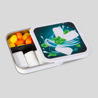 Werbedose mit Frucht- und Kaugummi-Dragees