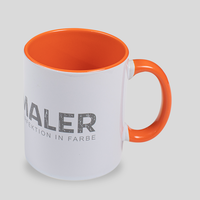 Werbetasse, farbig bedruckt, verschiedene Motive