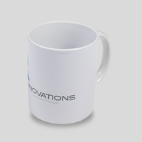 weiße Werbetasse, Innenseite und Henkel weiß, außen Druck in Fotoqualität