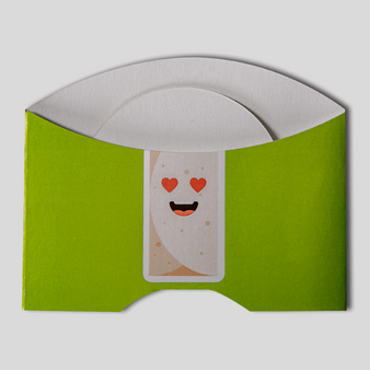 Wrap Verpackung mit Automatikboden (Durchmesser 6,5 cm - Höhe 9,5 cm), Vorderseite, flach