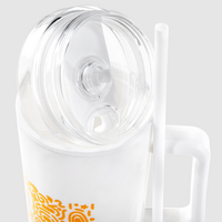 XL-Thermobecher mit Trinkdeckel und Trinkhalm bedruckt
