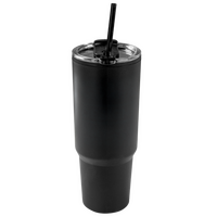 XXL-Thermobecher mit Trinkdeckel und Trinkhalm unbedruckt