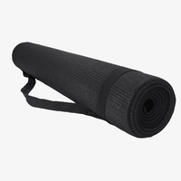 Yogamatte rutschfest mit Trageriemen schwarz