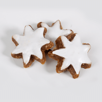 Zimtstern, liegend, mit Zuckerguss