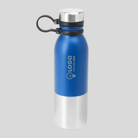 Edelstahlflasche, farbig bedruckt, Blau