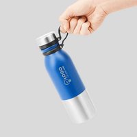 Edelstahlflasche, farbig bedruckt, Blau