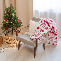 Zweilagige Fleecedecke aus RPET-Flanellfleece, 230 g/m², mit Weihnachtsmotiv