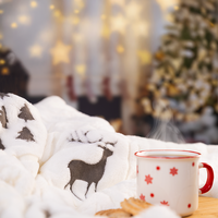 Zweilagige Fleecedecke aus RPET-Flanellfleece, 270 g/m², mit Wintermotiv